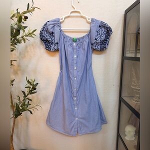 dip Blue and White Striped Button-Front 100% cotton eco friendly